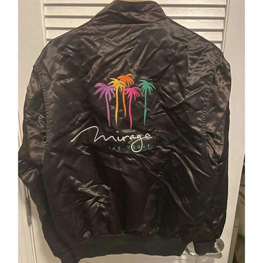 M.A.P. Mirage Las Vegas Silk Satin Look Shiny Bomber Jacket USA 1980's M